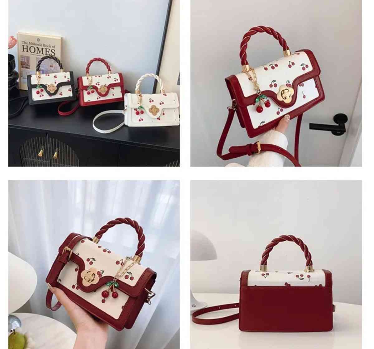 Multicoloured cherry crossbody bag with detachable strap cro