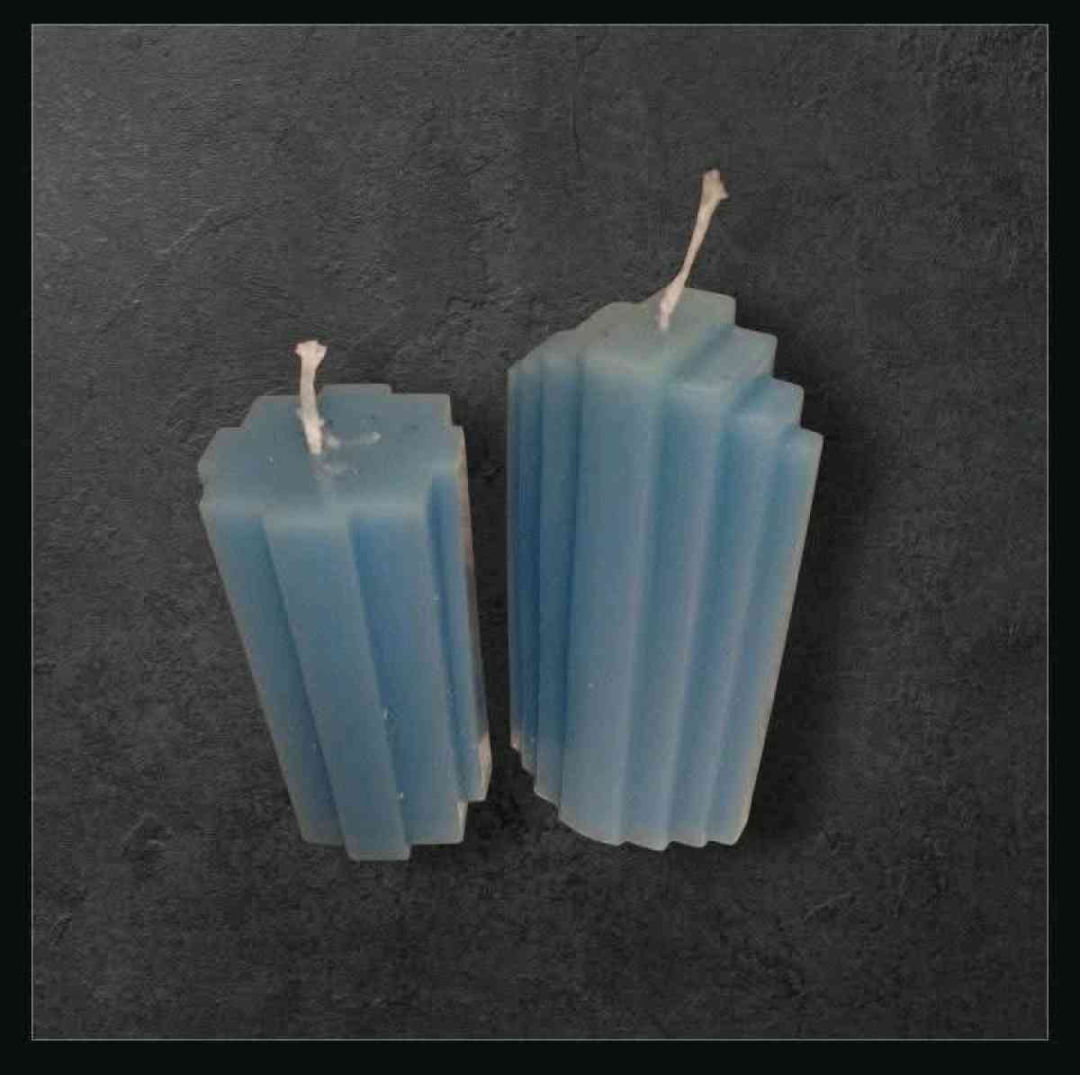 Blue Geometric Candle Design