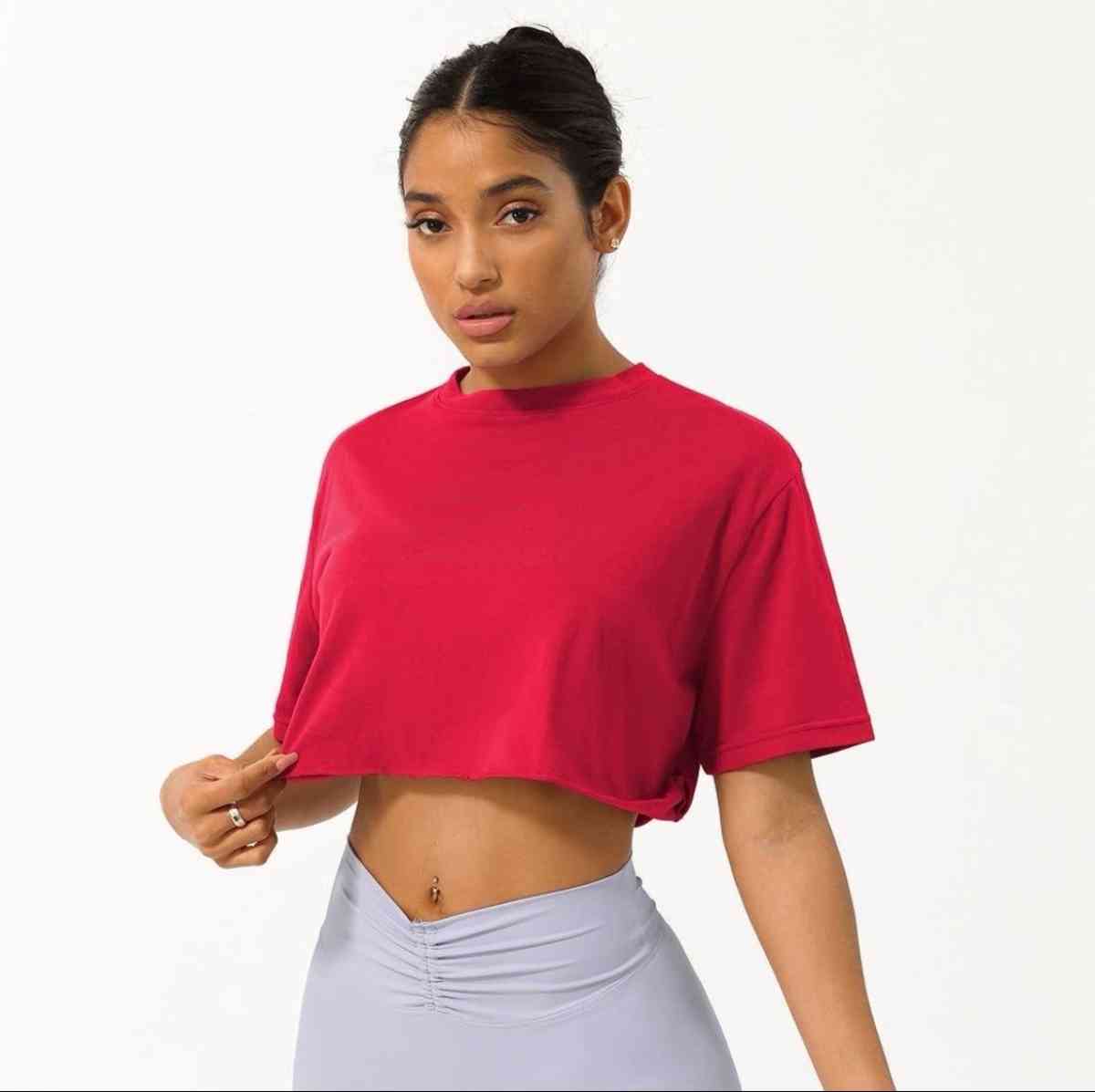 Wellin Vogue Women Loose Sport Crop Top TShirt