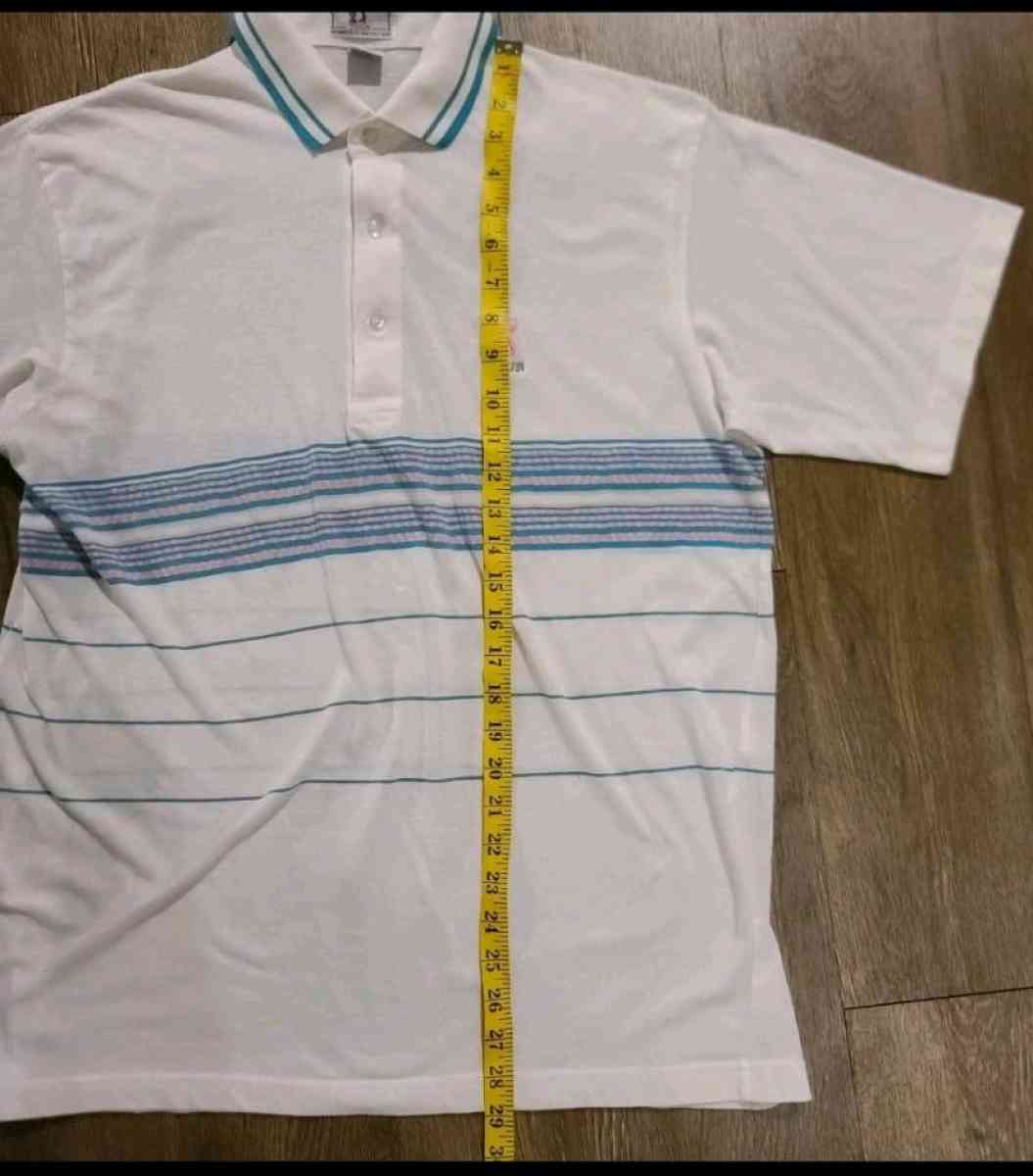 Vintage 80s PGA Tour Ram Golf Mens Striped 3 Button Polo Siz