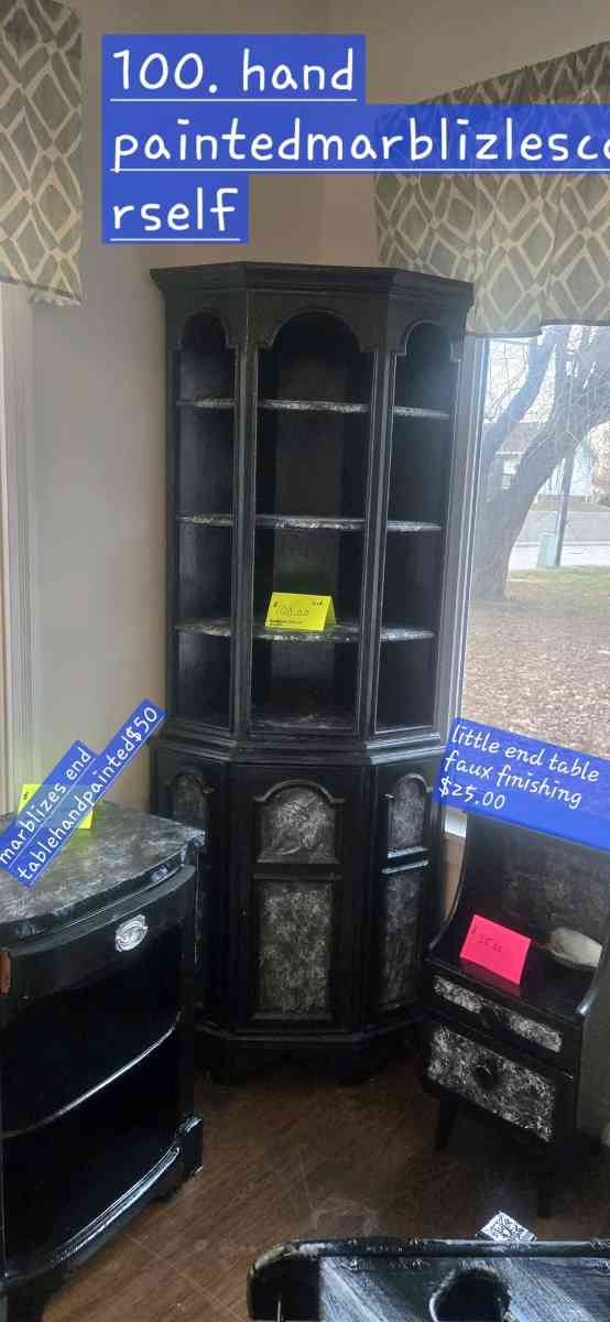 cover cabinet handpaintedblackmarblze - Addieville, Illinois - FleaMarketBay