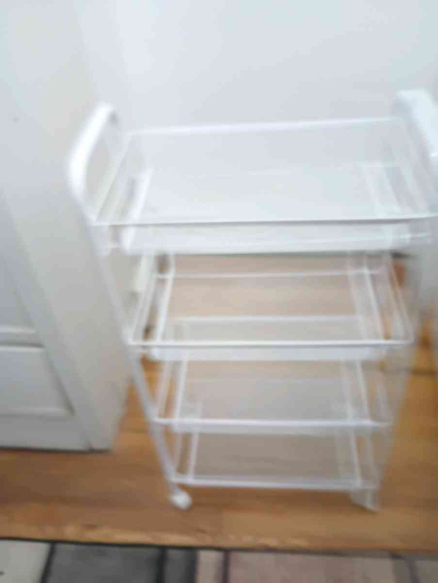 New Metal 5 Mesh Wire Shelves Rolling Rack WHITE
