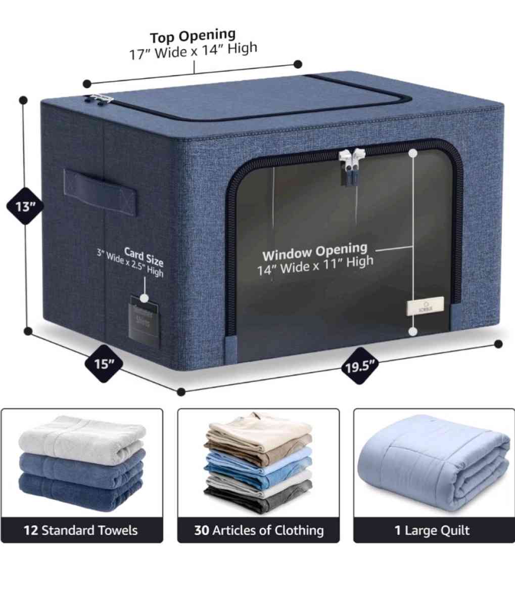 Stackable Storage Bins with metal frames set of 4