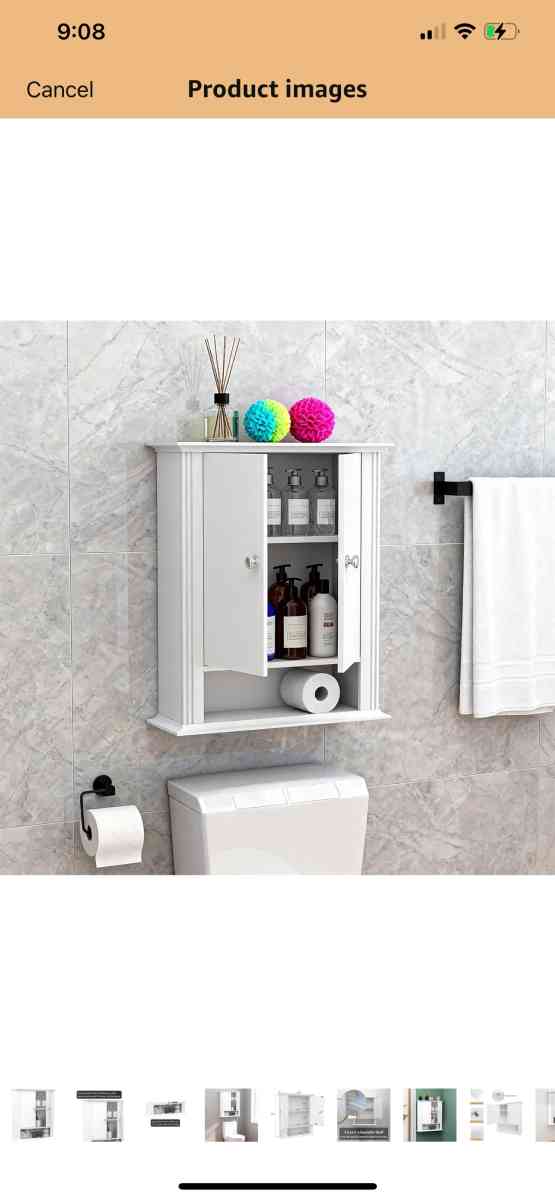 White Bathroom Wall Cabinet Over the Toilet Storage Cabinet
