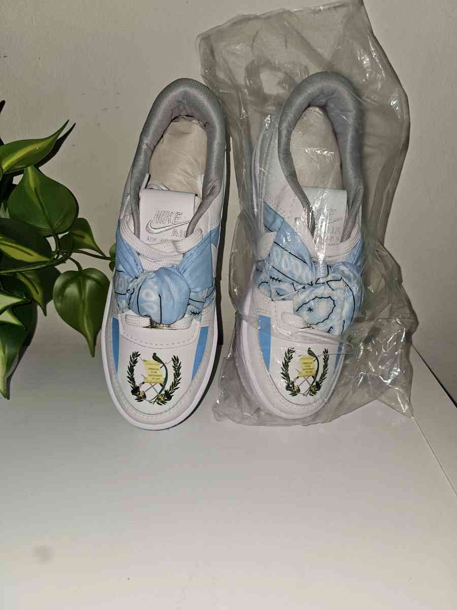Guatemala flag Nike Air Force One trainers in white and blue