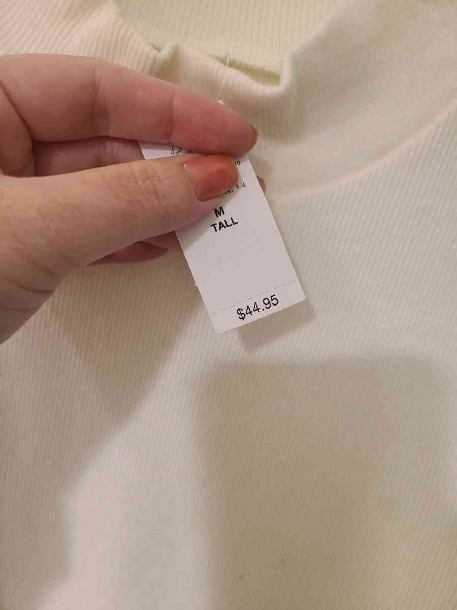Gap white peekaboo shoulder mock neck top