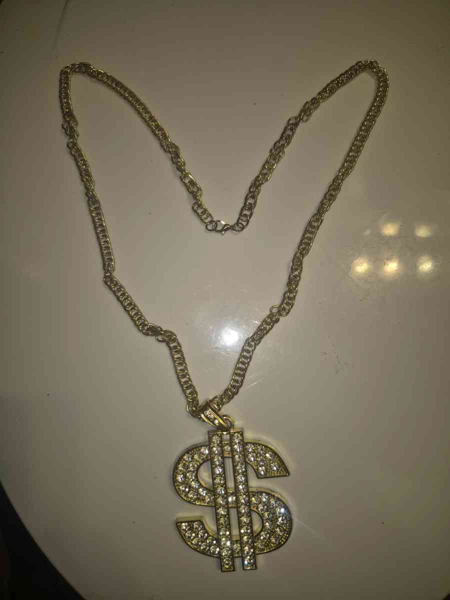 gold plated chain with diamond pendant