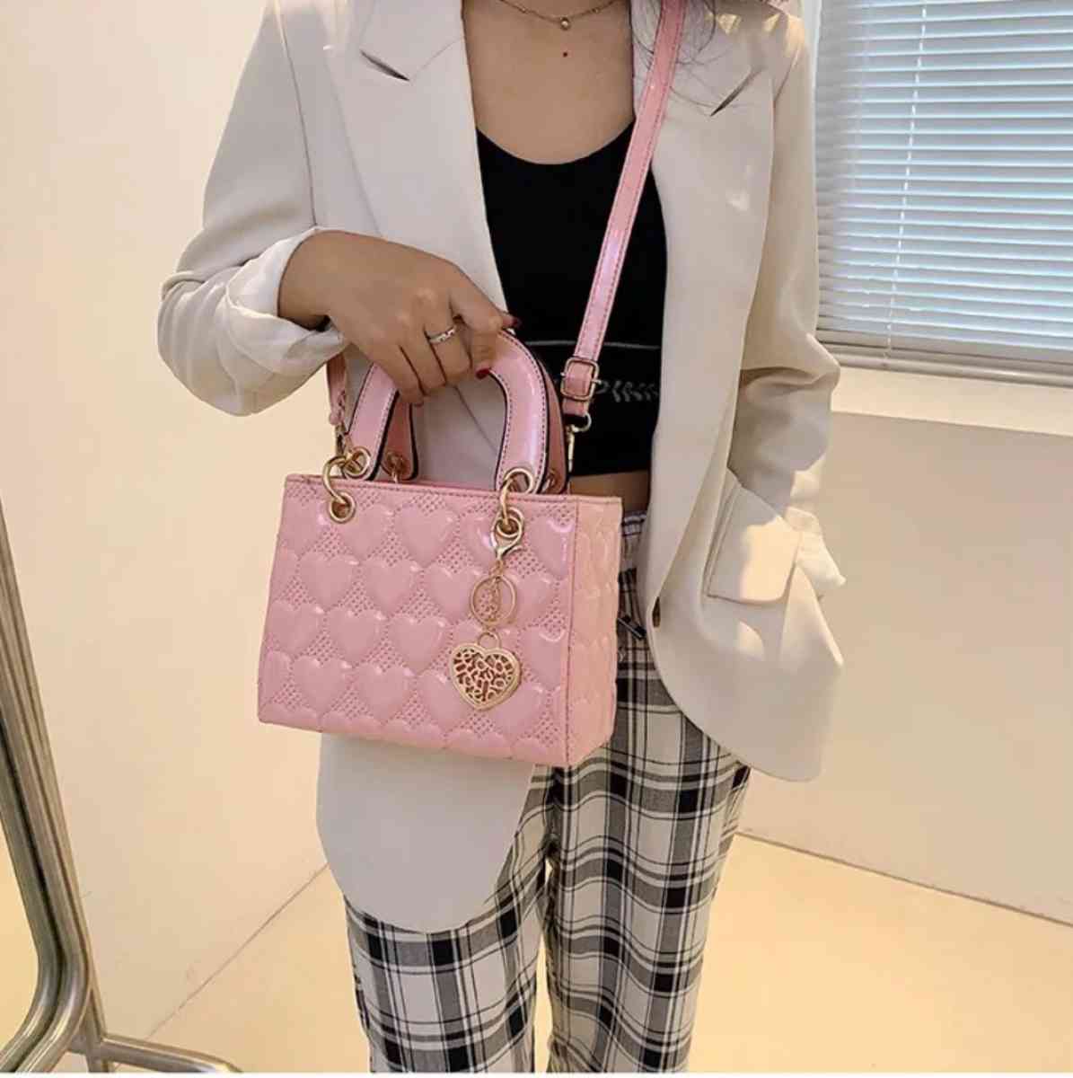 Elegant Pink Quilted Handbag