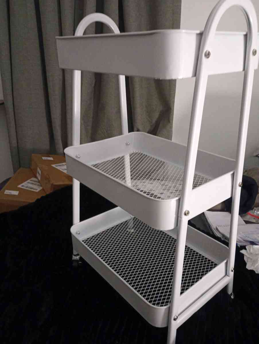 New 3 Tier Metal Rolling Rack WHITE color