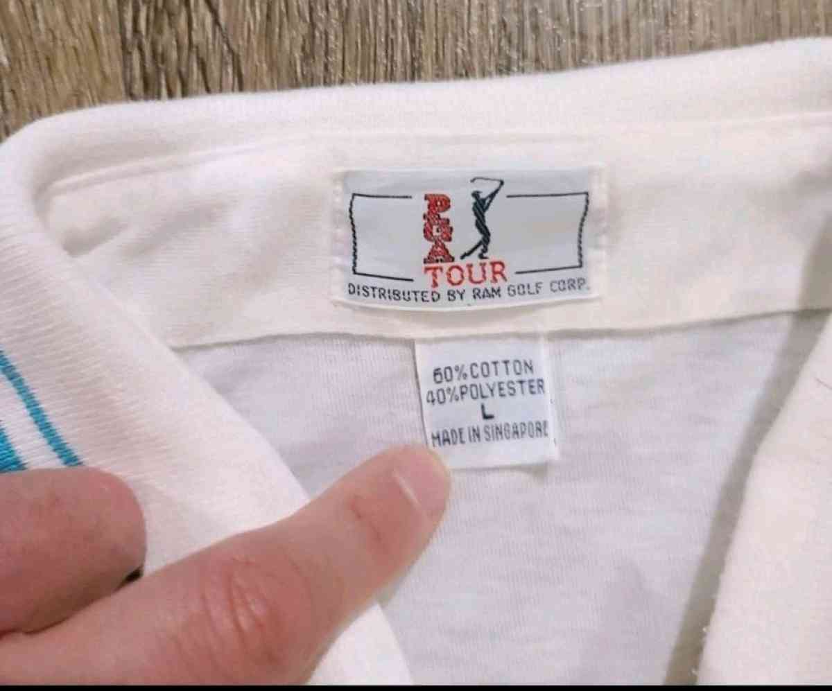 Vintage 80s PGA Tour Ram Golf Mens Striped 3 Button Polo Siz