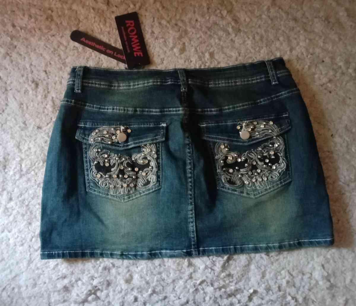 Dark DENIM mini shirt XL