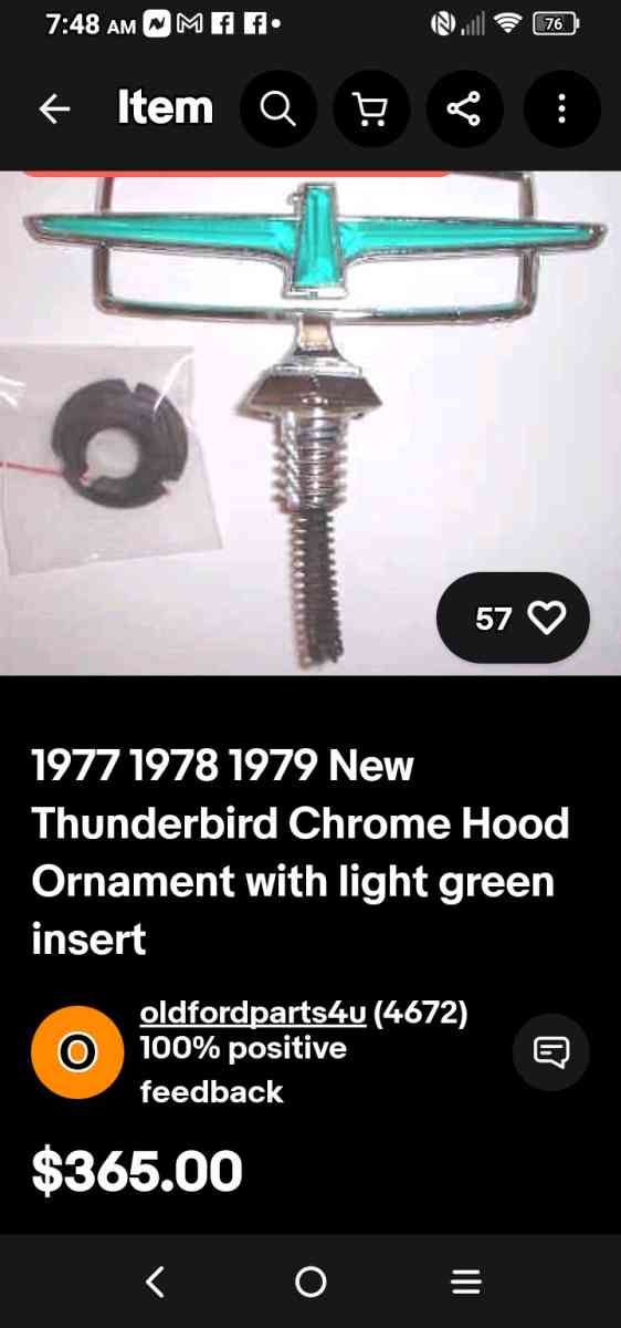 Vintage 77 Ford Thunderbird emblem