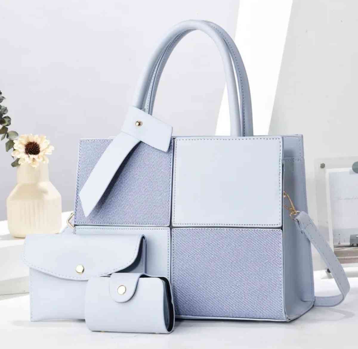 Womens Elegant Handbag Set  Tote Crossbody  Wallet 3Piece Se