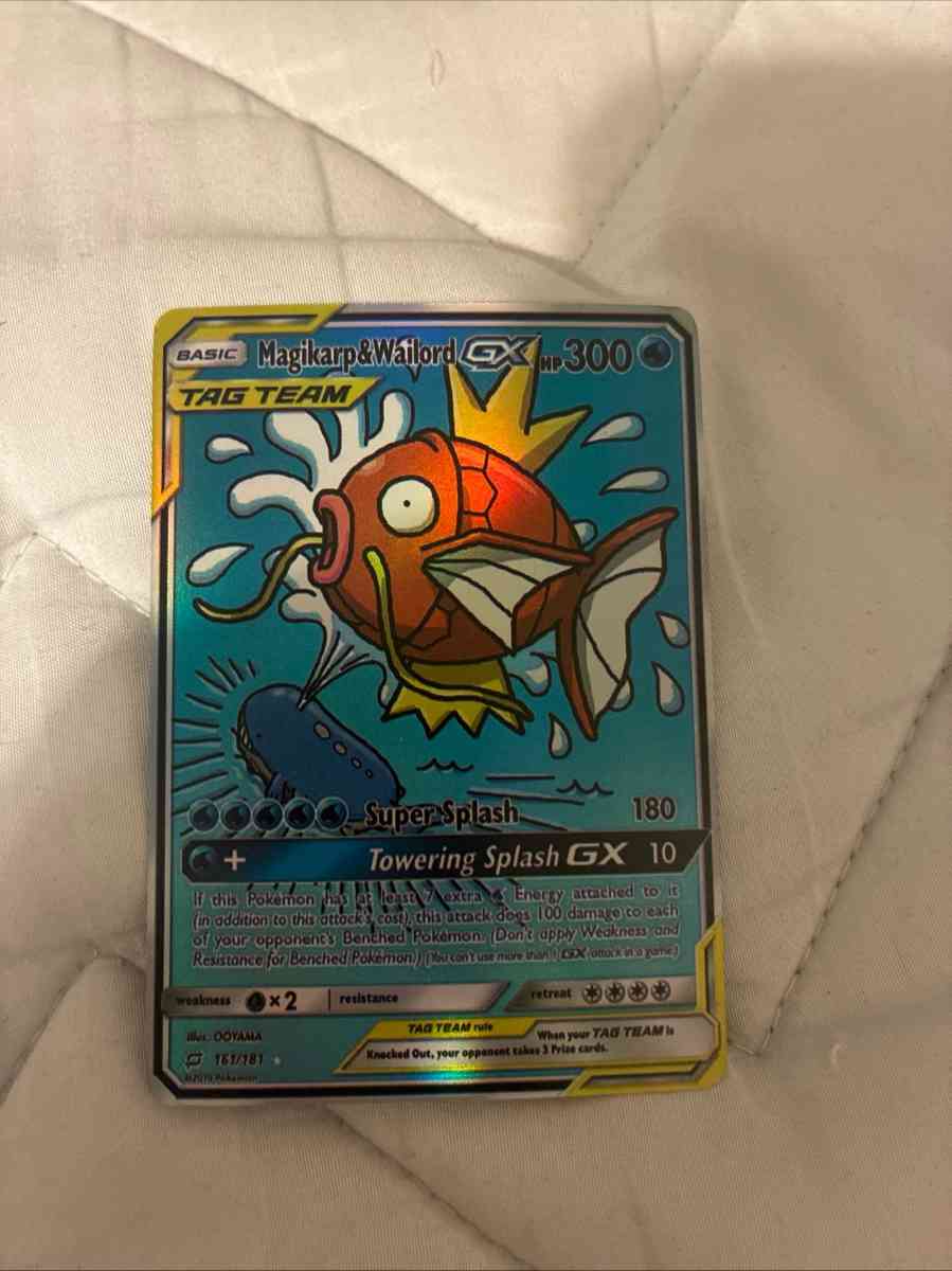 magikarpWailord GX Holo pokemon Card new condition - Modesto, California - FleaMarketBay