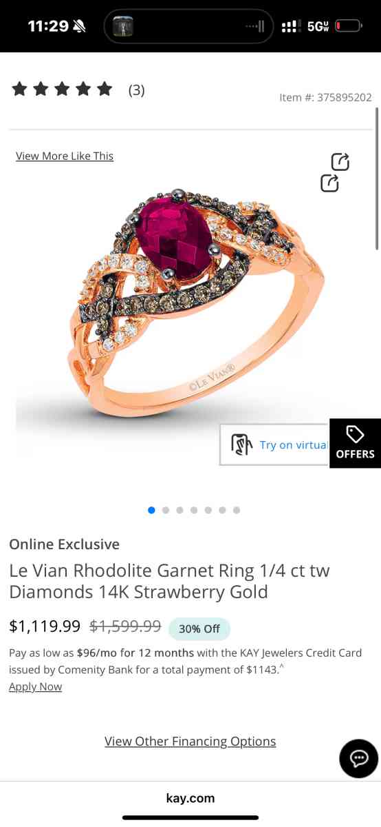 Le Vian Rhodolite Garnet Ring 14 ct twDiamonds 14K Strawberr