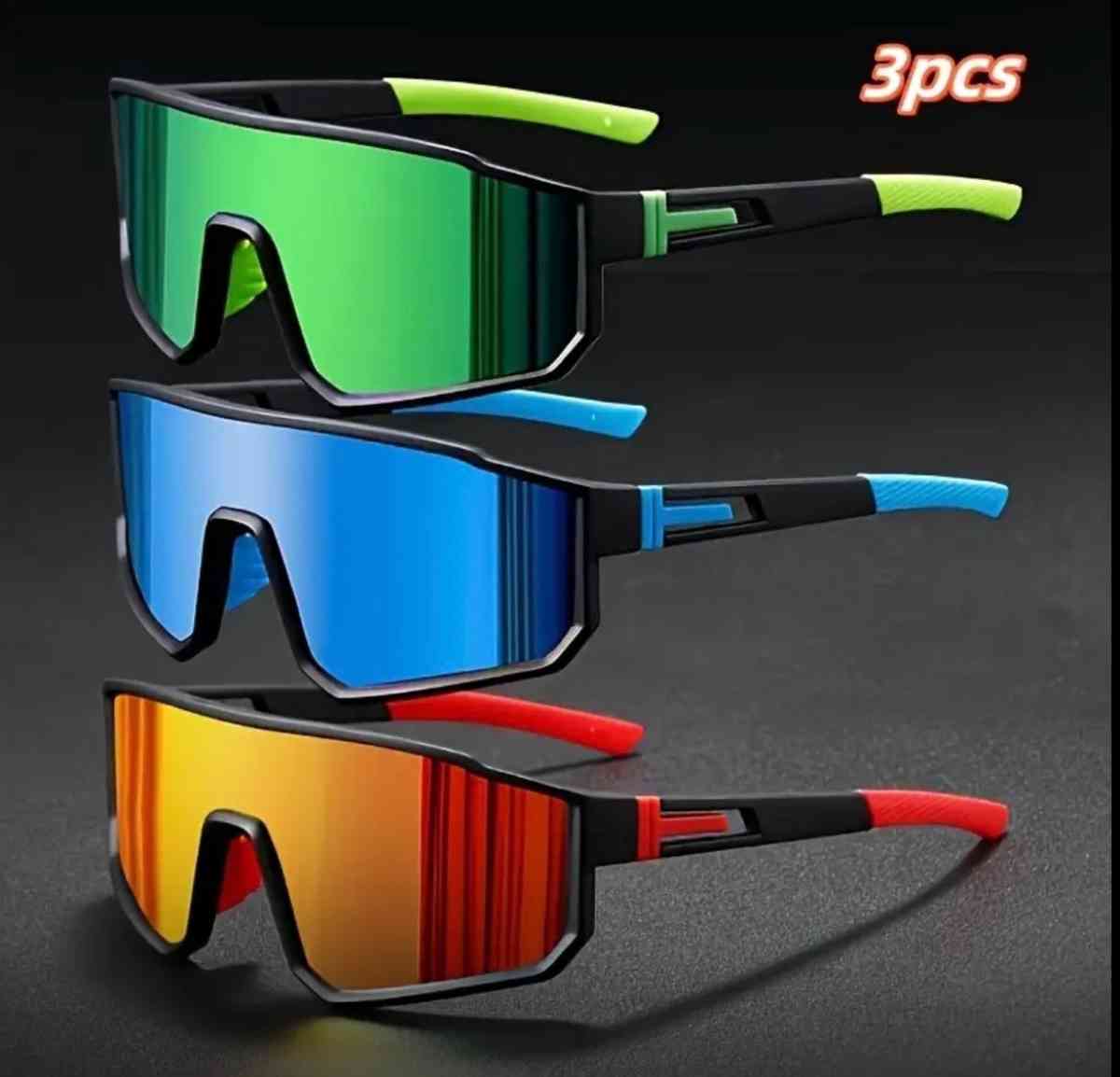 3pcs Casual PC Polycarbonate Mirrored Glasses Sports Fashion
