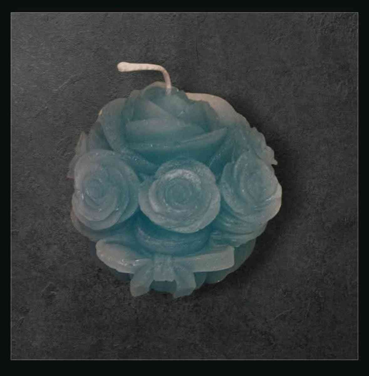 3 Blue Rose Candle Set