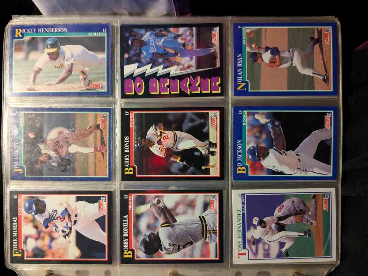 Sheet of 9 most valuable cards in set  Bo Jackson Breaker