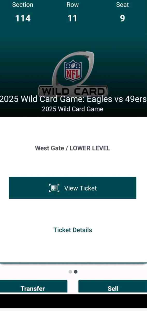 2 Eagles 49ers Wildcard Playoff Game Tickets With Parking Pa - Philadelphia, Pennsylvania - FleaMarketBay