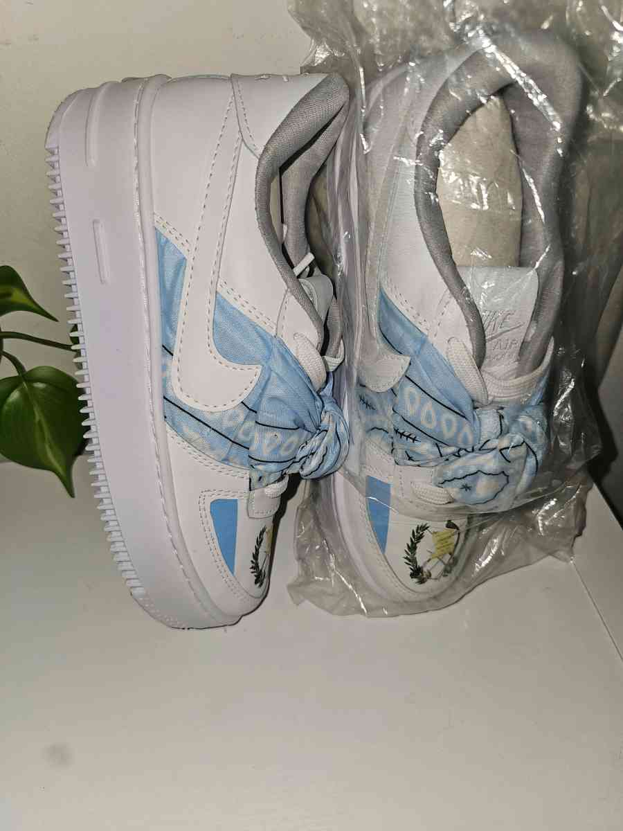 Guatemala flag Nike Air Force One trainers in white and blue