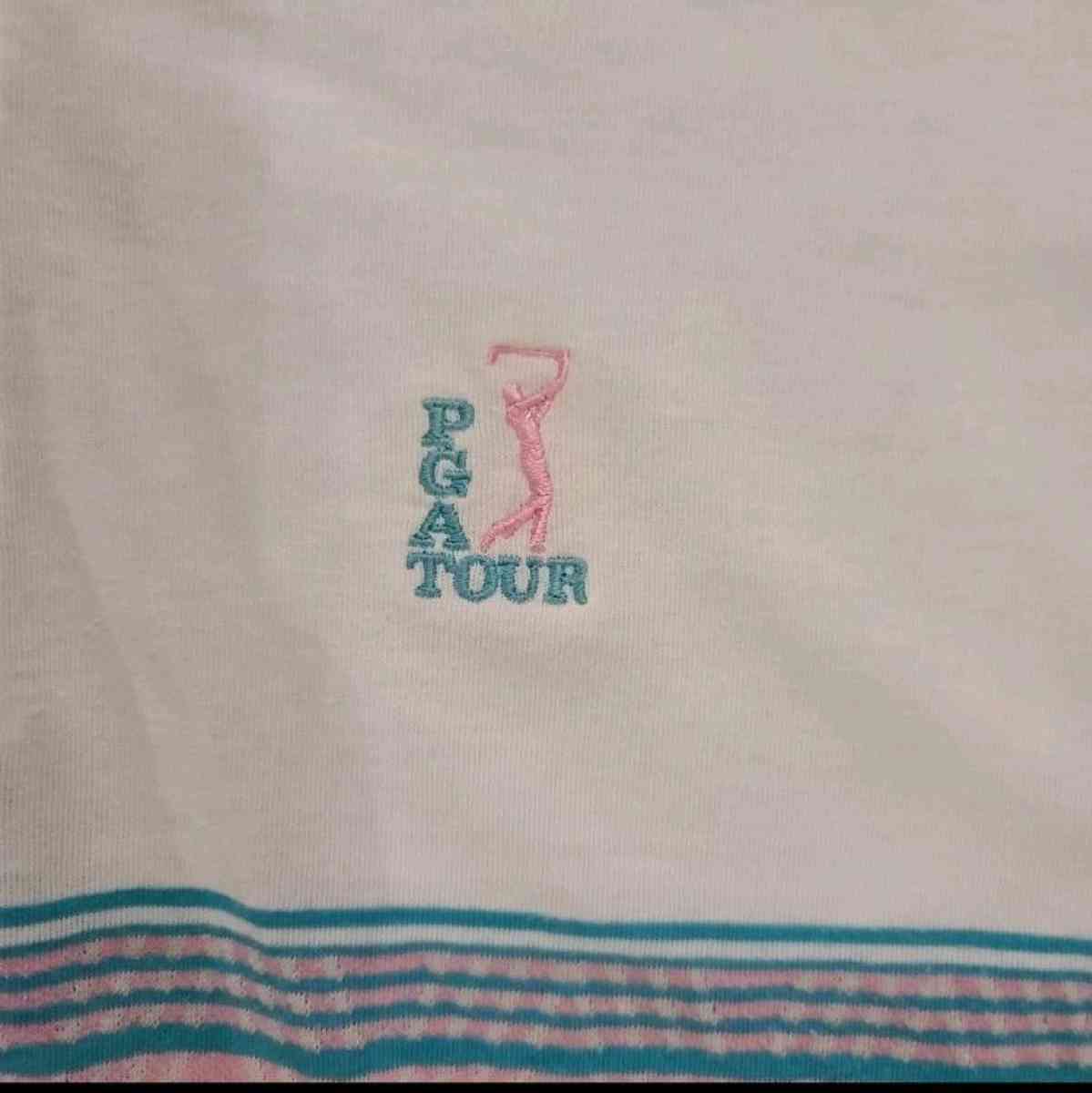 Vintage 80s PGA Tour Ram Golf Mens Striped 3 Button Polo Siz