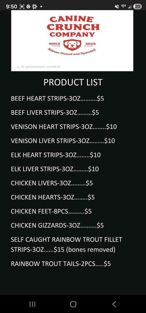 High quality freezedried dog treats