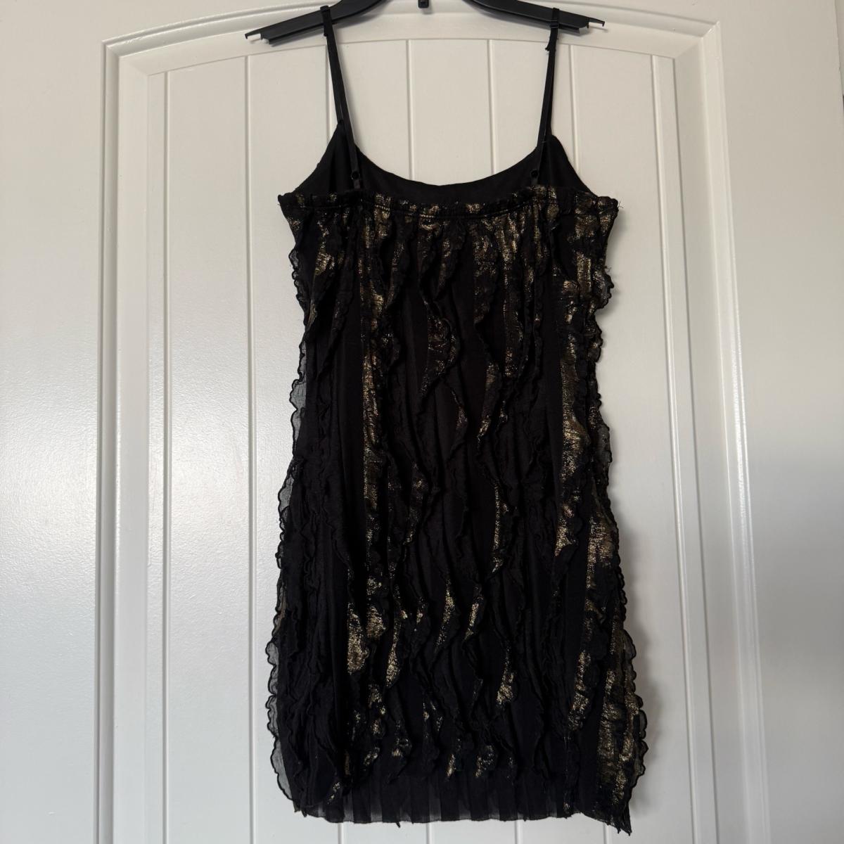 FOREVER 21 Twenty One Black  Gold Ruffled Mini Dress  Sheer - Los Angeles, California - FleaMarketBay