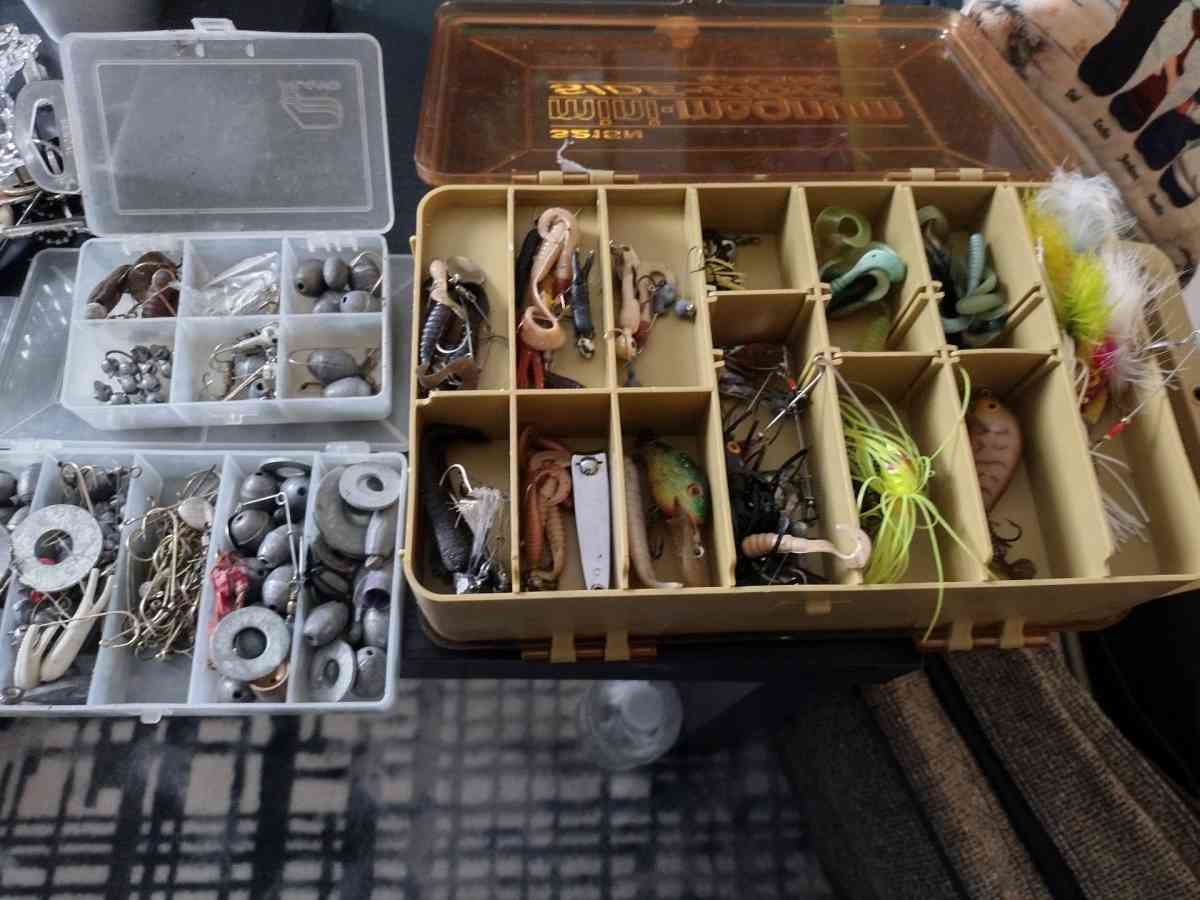 fishing lures and hooks and weights