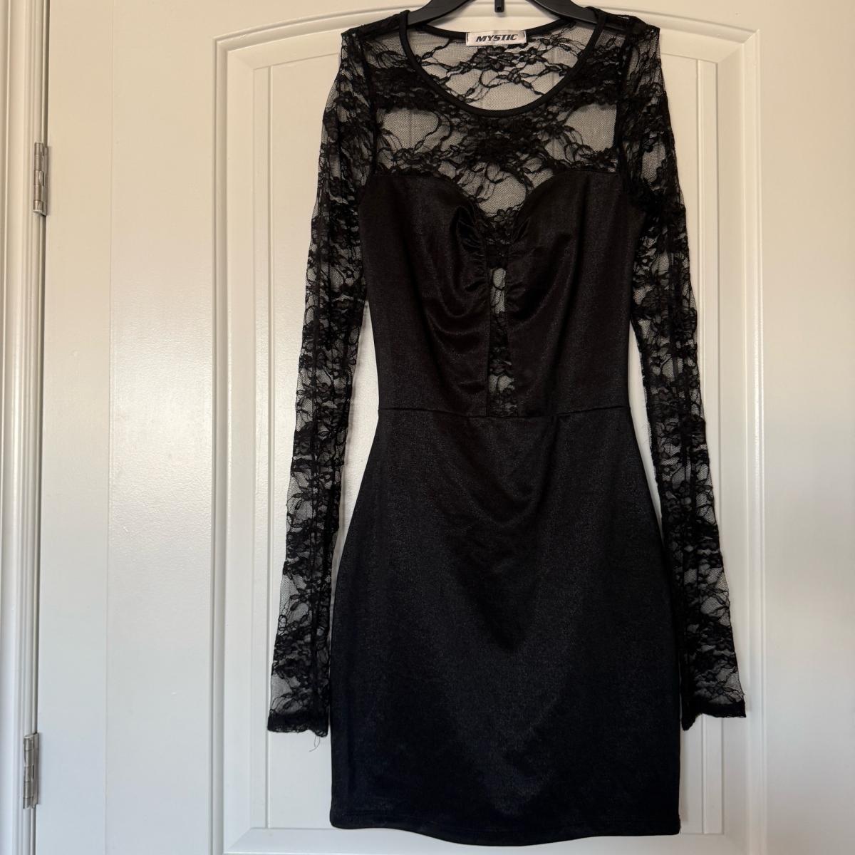 Sheer Lace Back After Dark Mini Dress  Dark Romance Energy