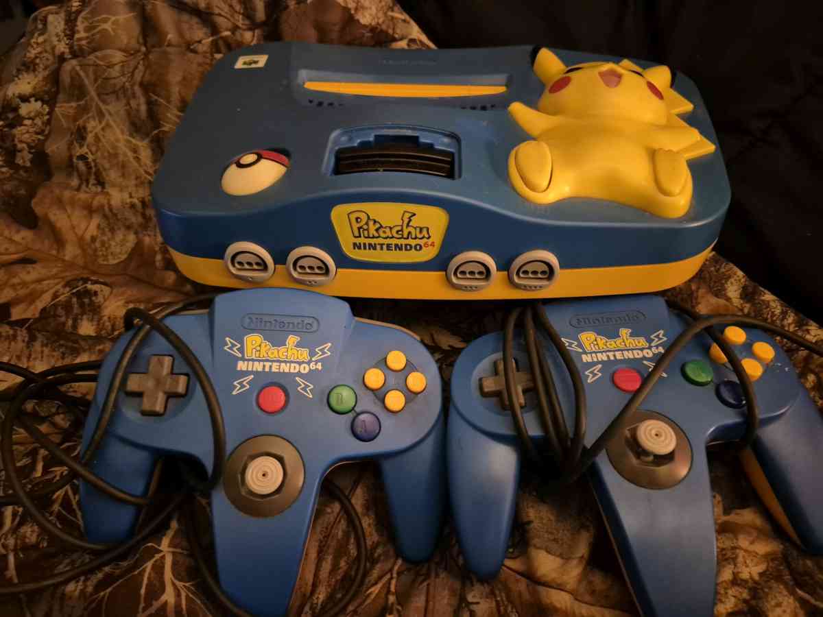 n64 blue edition gold cart pokemon stadium 2 - Edmore, Michigan - FleaMarketBay