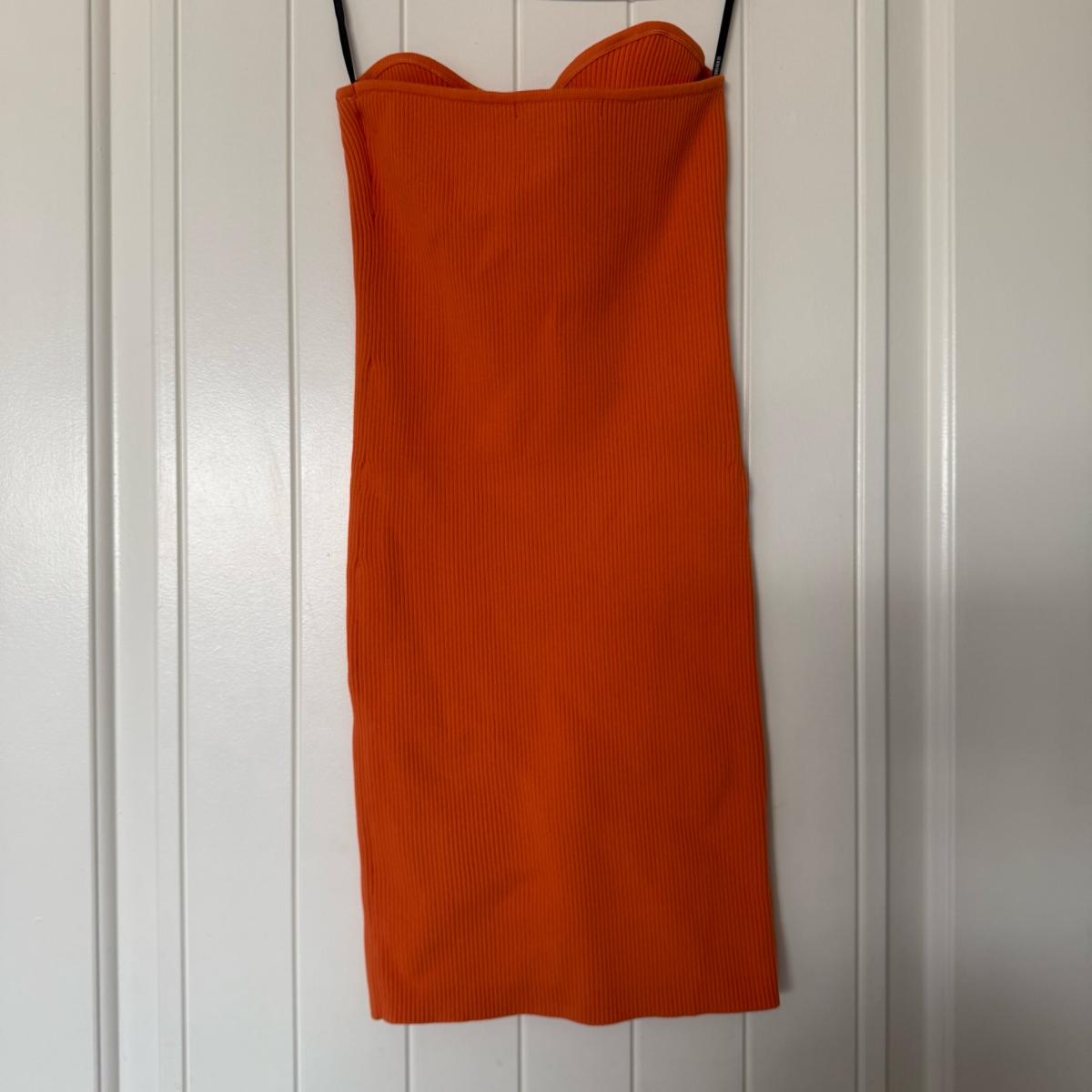 Forever 21 Ribbed Bodycon Midi Strapless Dress  Burnt Orang