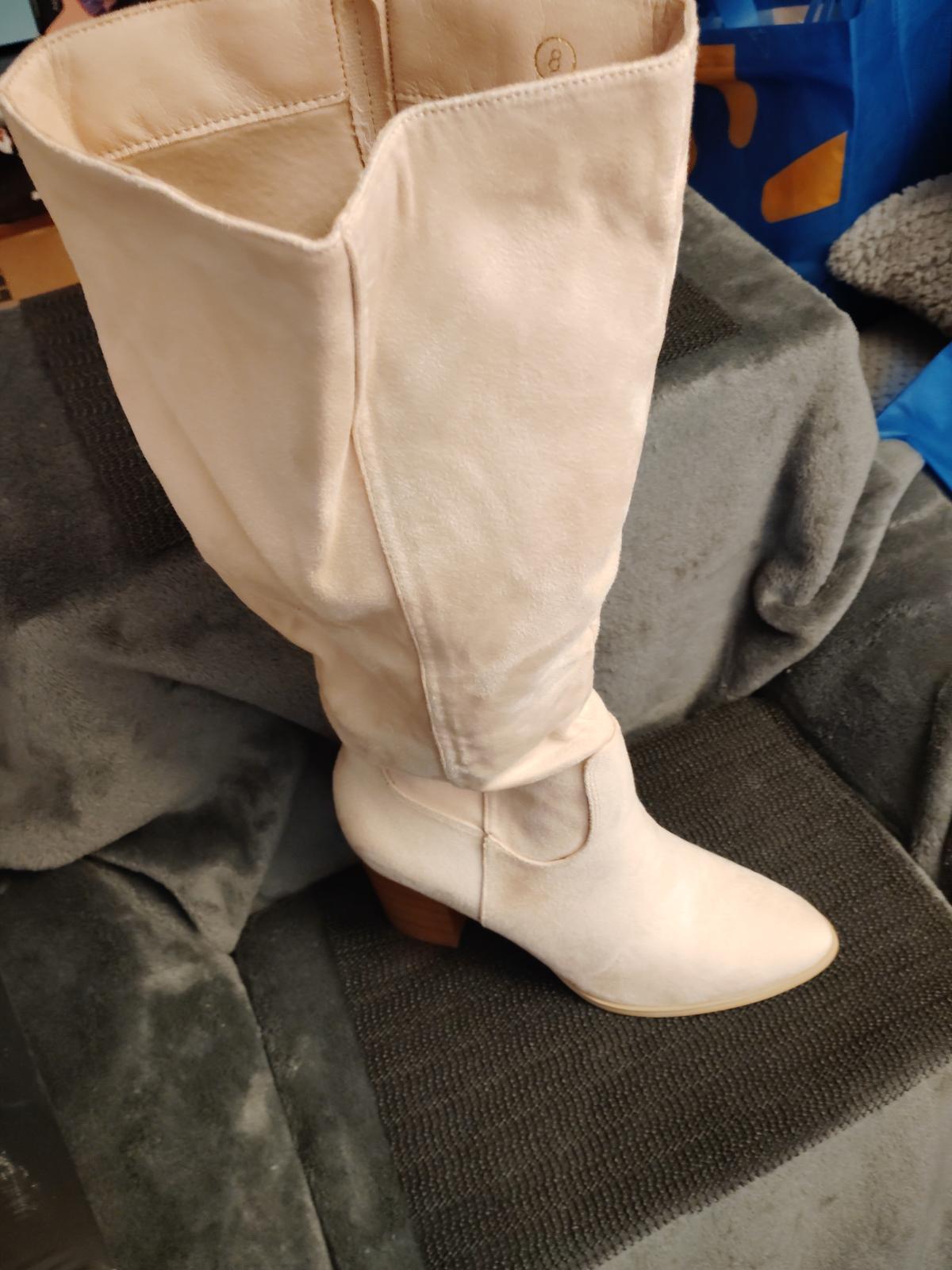 Coutgo Womens Faux Suede Knee High Stretch Winter Boots Side Zipp Size 8