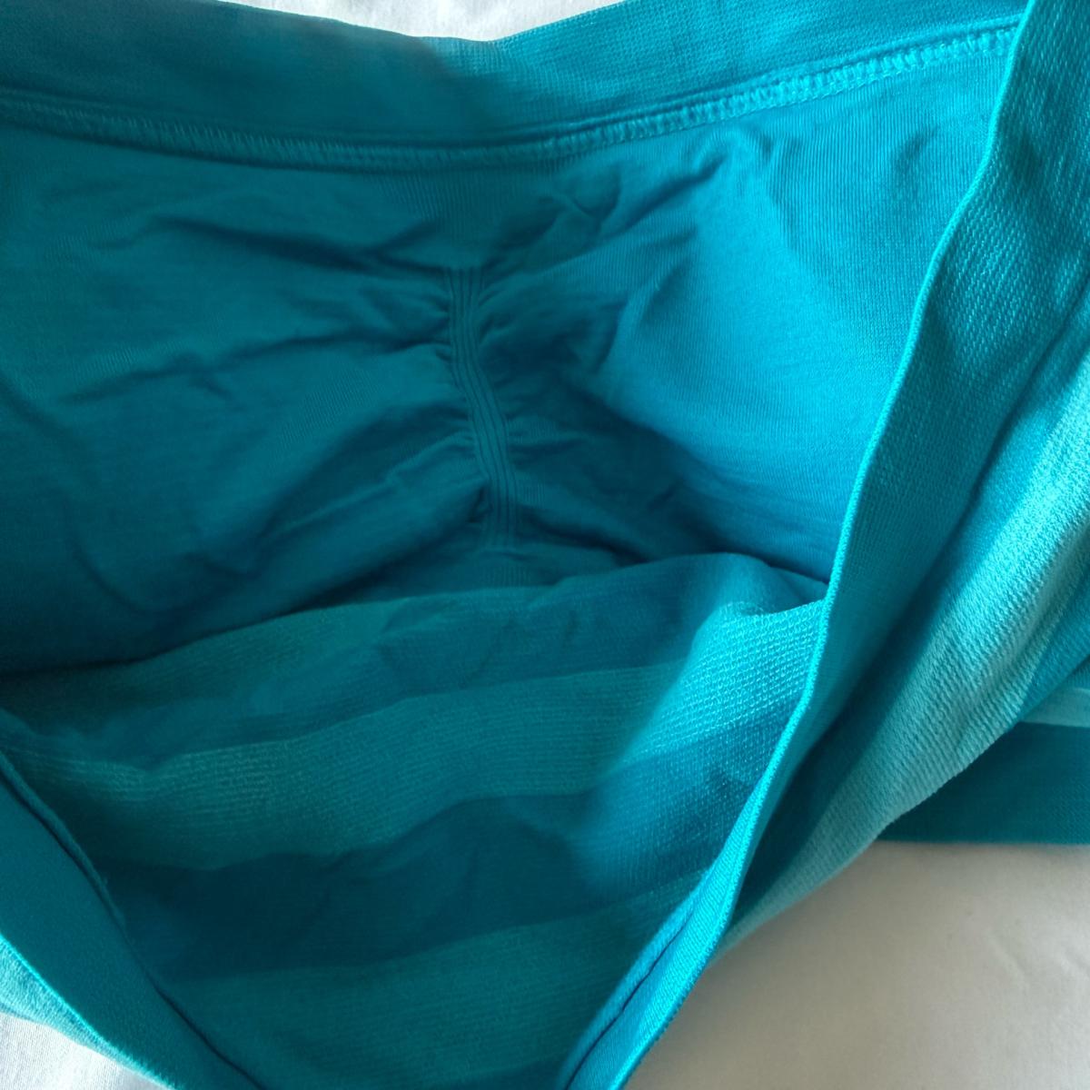 Teal Seamless Strapless Bandeau Top  Ruched Front Soft Stret