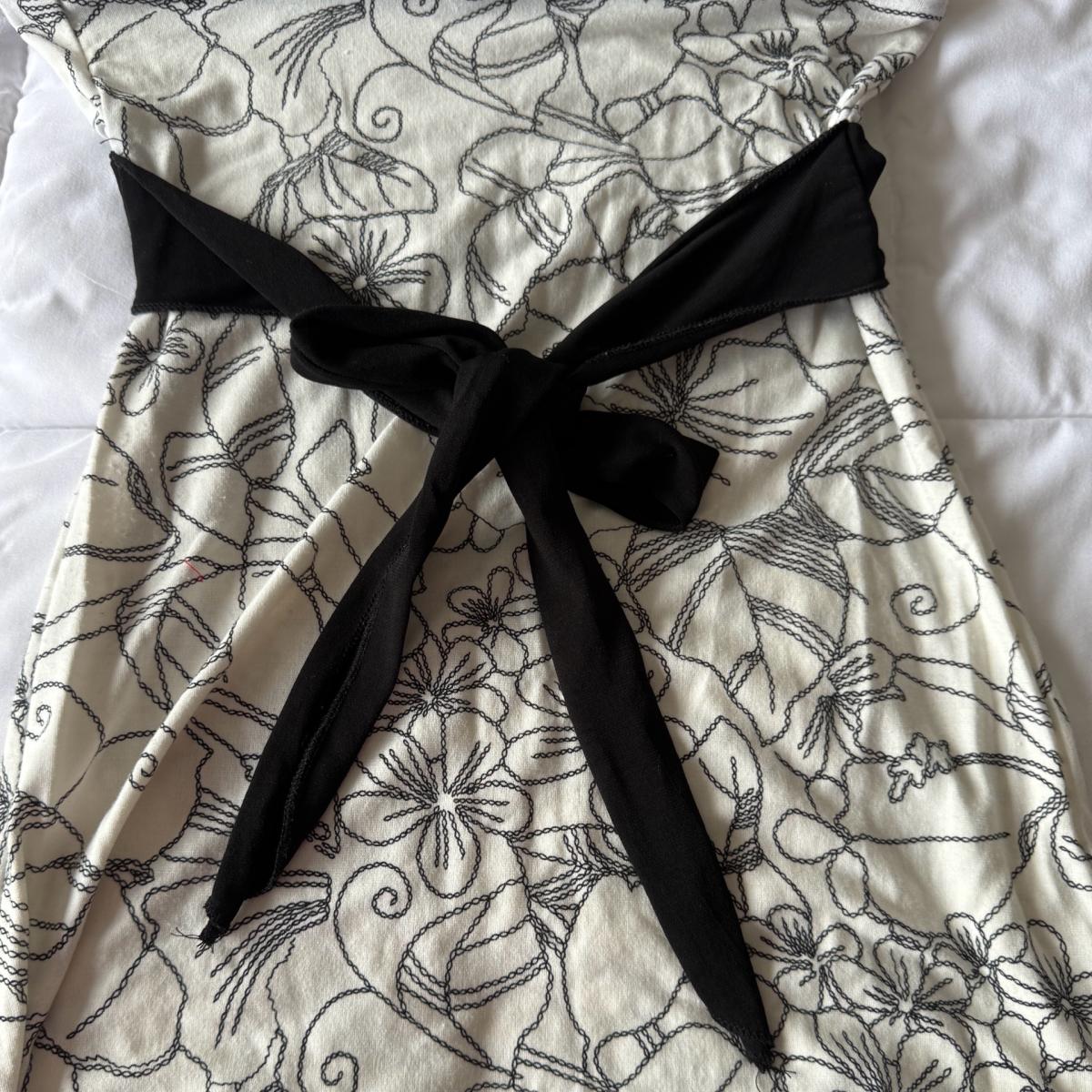 Black  Cream Strapless Floral Tank Top with Waist Tie S