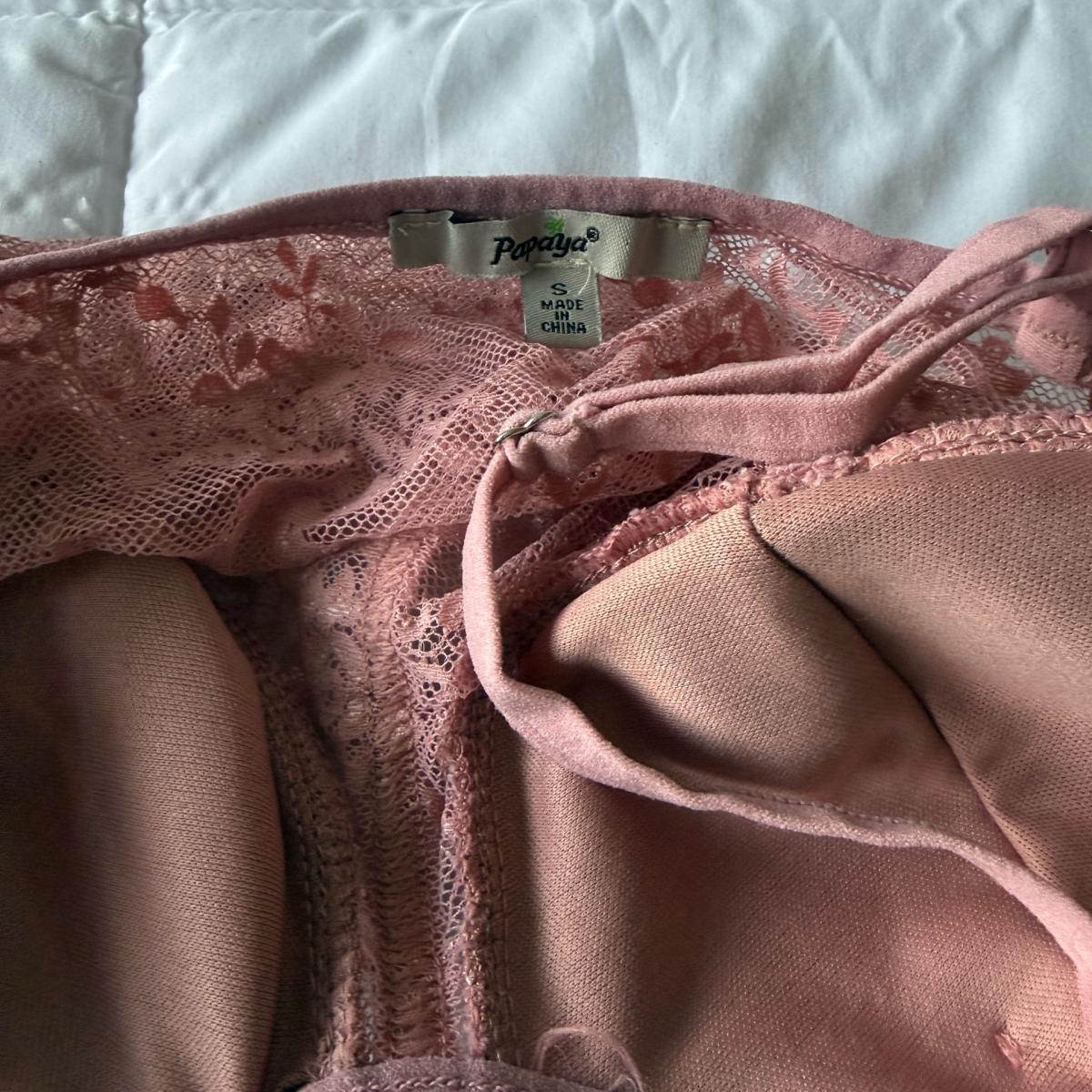Dusty Rose Lace Longline Bralette  Size Small Papaya