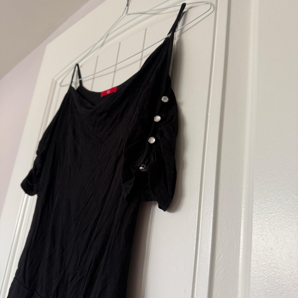 Black ColdShoulder Button Detail Top  Size Small