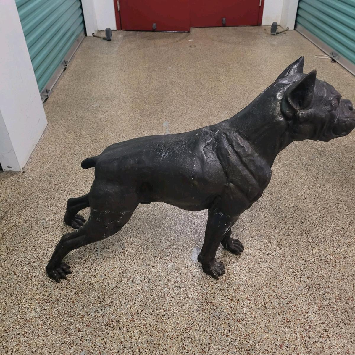 Boxer dog solid bronze statue