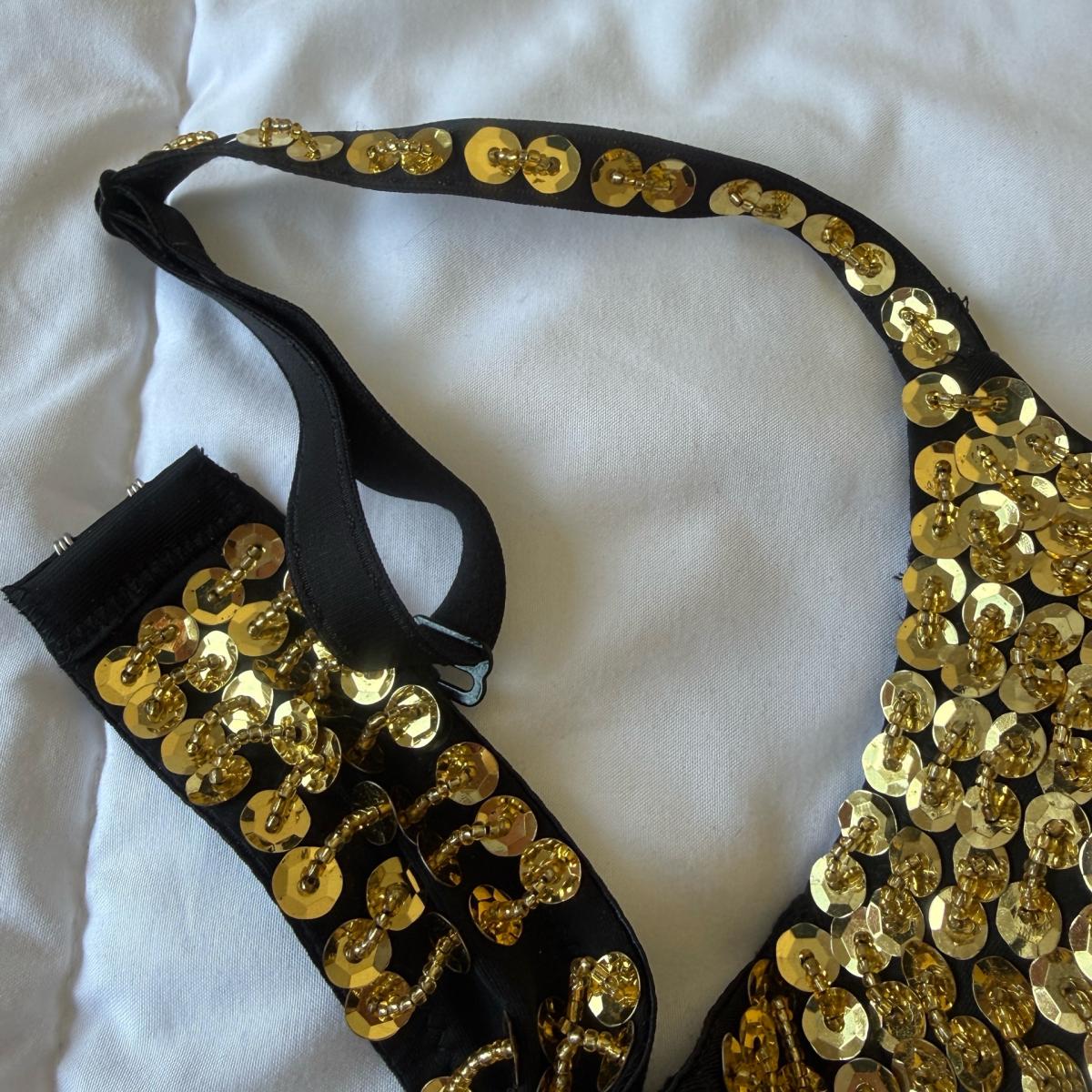 Brand HandEmbellished Gold Sequin Performance Bra  Showgirl