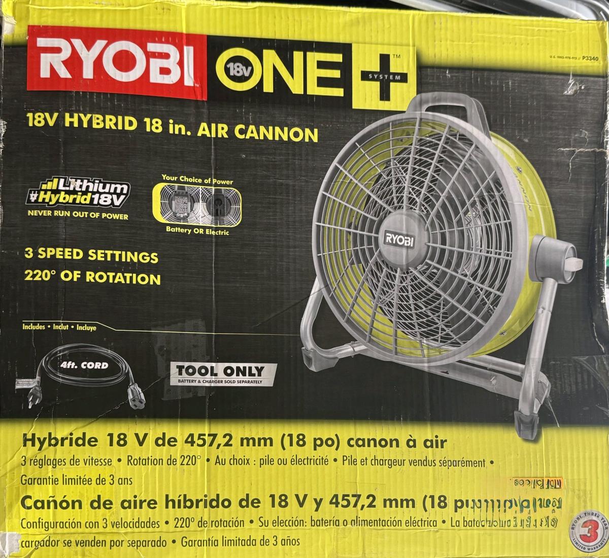 Ryobi 18v hybrid 18 inch air cannon