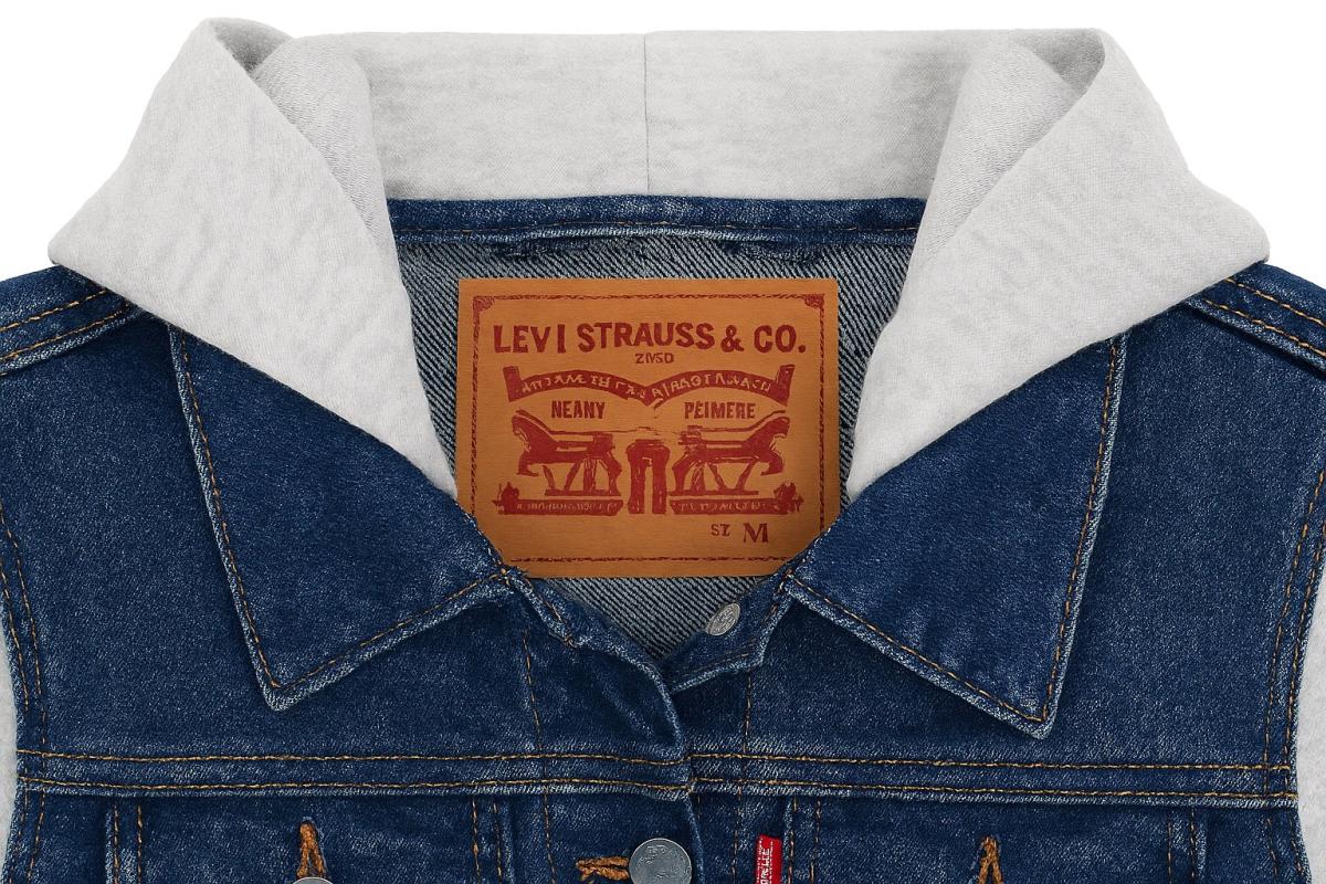 Levis Trucker Biiker Jacket Jersey Hood  Sleeves Medium - Columbus, Mississippi - FleaMarketBay