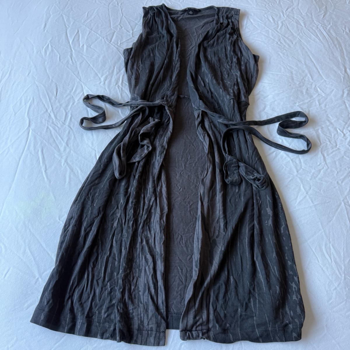 Banana Republic 70 Silk Sleeveless Long Duster Vest  Charcoa