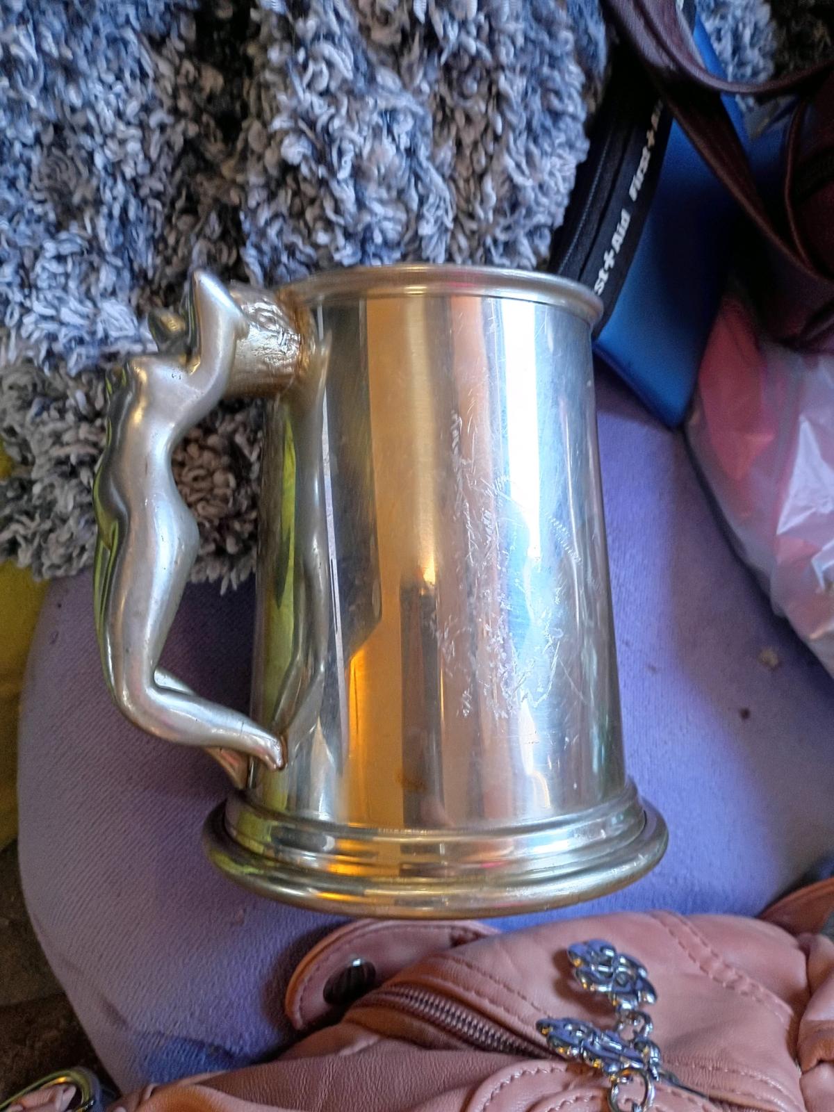 vintage pewter tankard