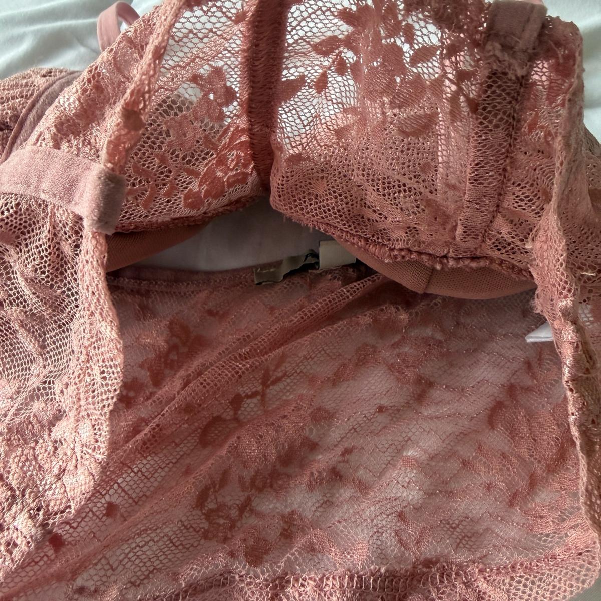 Dusty Rose Lace Longline Bralette  Size Small Papaya