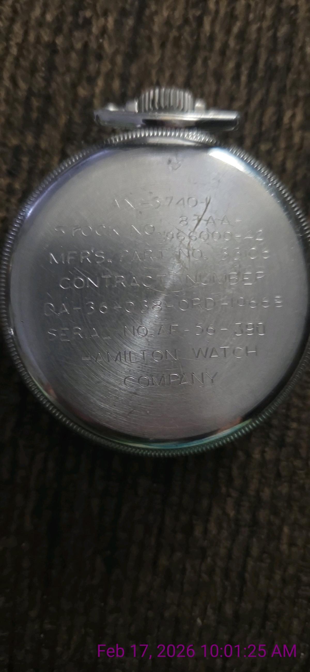 WWII Hamilton pocket watch - Mount Pleasant, Michigan - FleaMarketBay