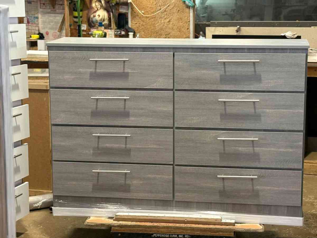 Gray Dresser with 8 Drawers Brand New