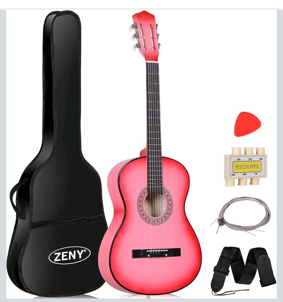 The ZENY 38 Pink Acoustic Guitar