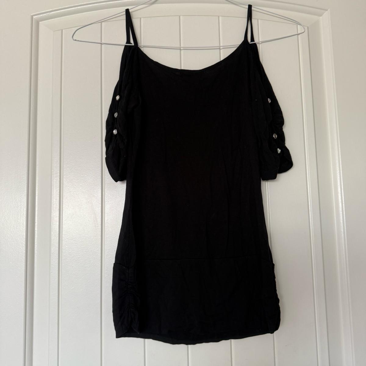 Black ColdShoulder Button Detail Top  Size Small