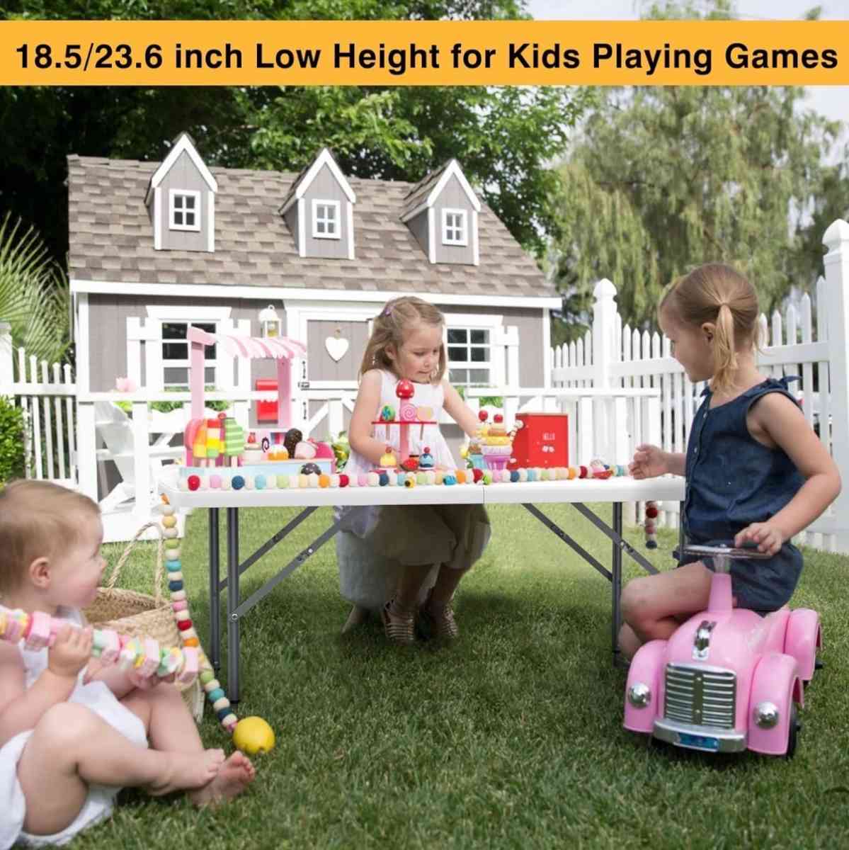 Folding Picnic Table 4Foot Adjustable Height 4FT Plastic Tab