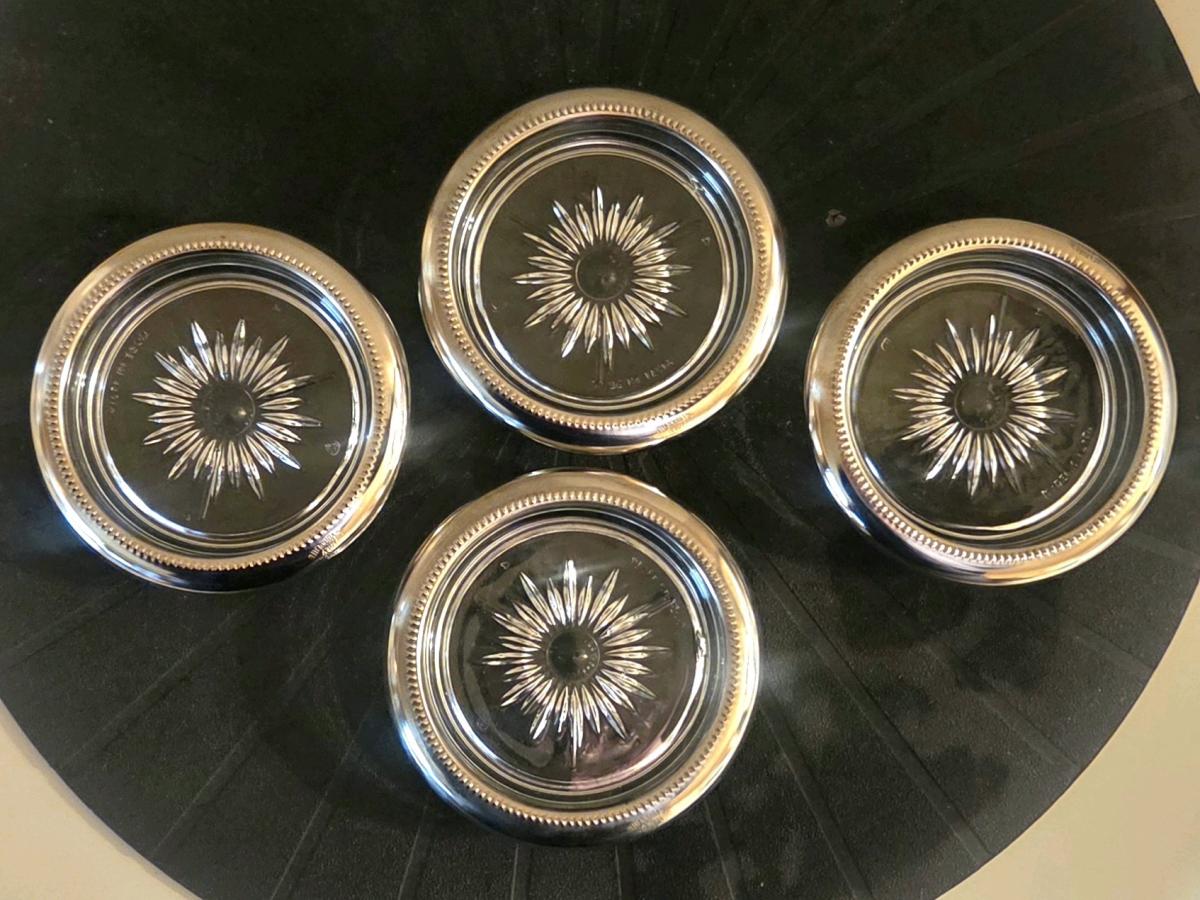 Vintage MCM Silverplate Coasters