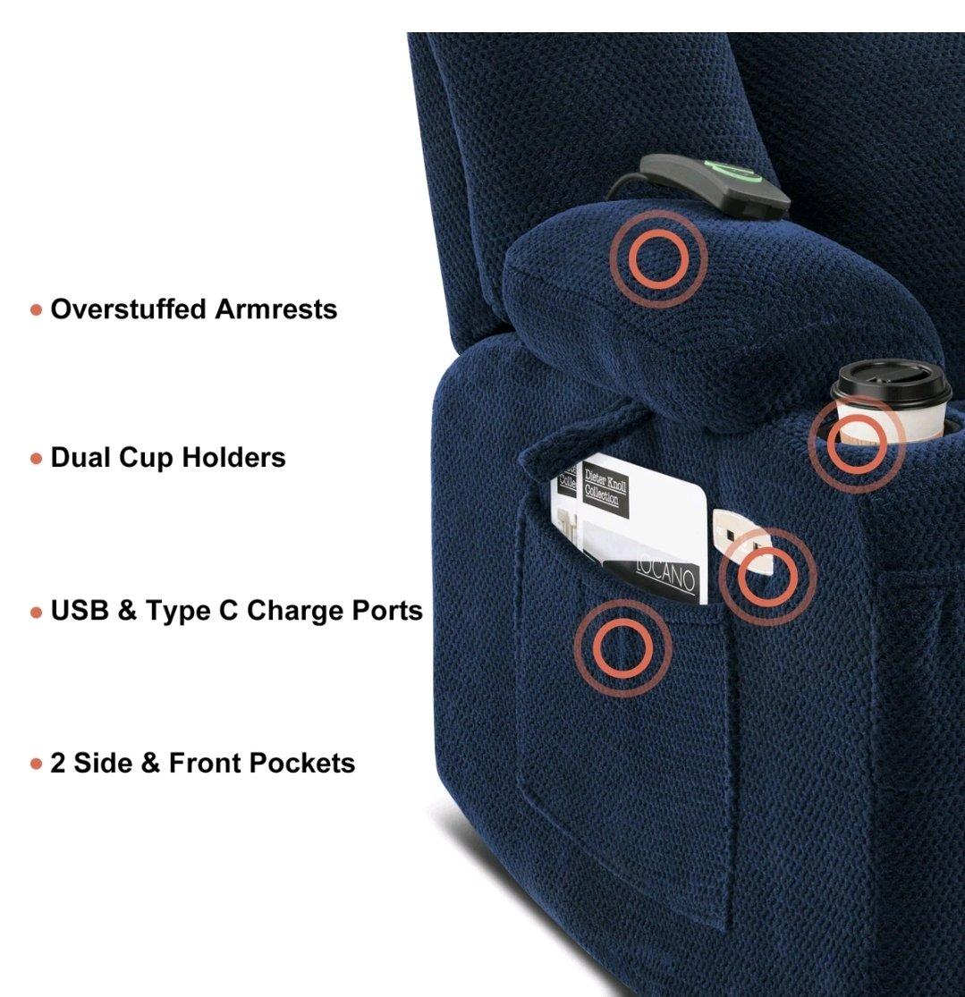 MCombo Electric Power Recliner Chair with Massage  Heat Plus